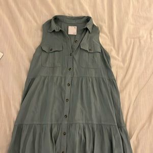 SO Collared Tiered Shift Dress - Green